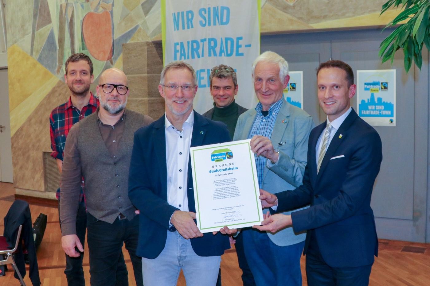 Bild von der Fairtrade-Auzeichnung der Stadt Crailsheim