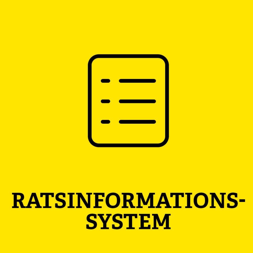 Gelbe Kachel mit Aufschrift "Ratsinformationssystem"