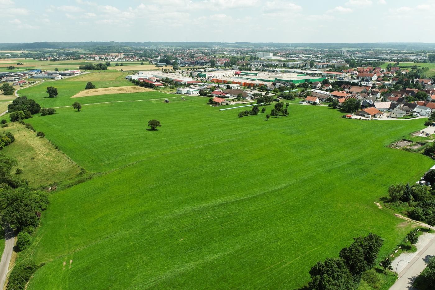 Luftaufnahme des Gewerbegebiets Rotebachring