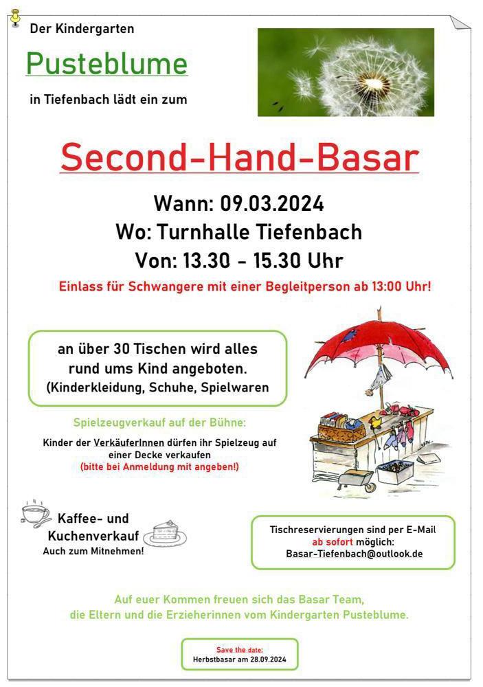 Flyer mit Informationen zum Second-Hand-Basar