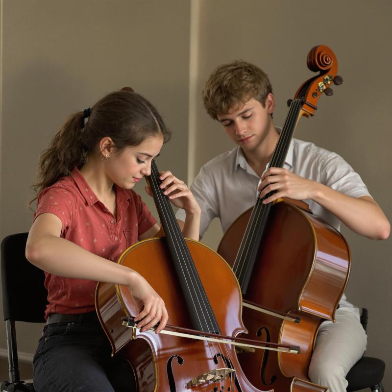 Zwei Personen spielen Cello