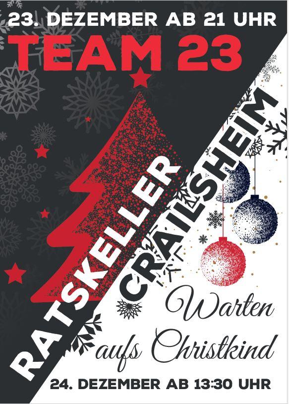 Flyer in weihnachtlichem Stil mit Infos zur Veranstaltung