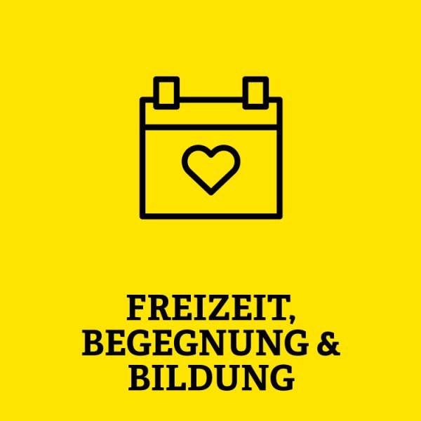 Kalender mit Herz und Aufschrift Freizeit, Begegnung und Bildung