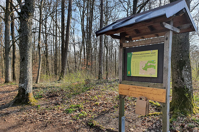 Informationspunkt zum Waldlehrpfad im Crailsheimer Eichwald