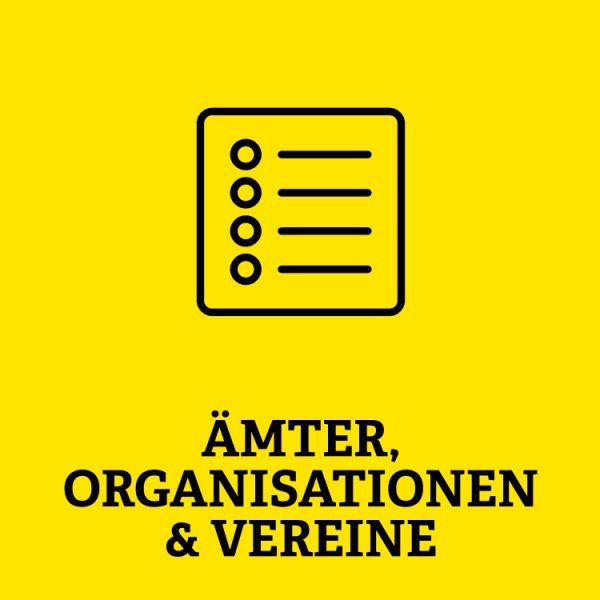 Notizen mit Aufschrift Ämter, Organisationen und Vereine