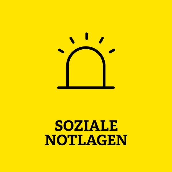 Licht mit Aufschrift Soziale Notlagen