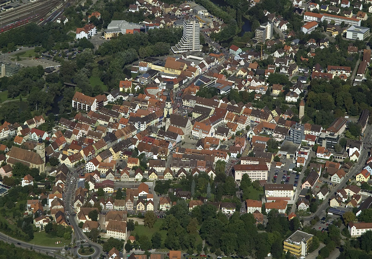 eine Stadt von oben
